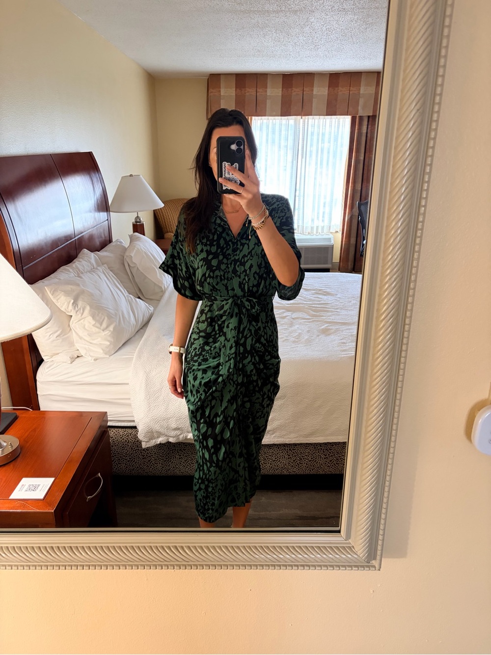 Green snake skin Printed maternity Dress